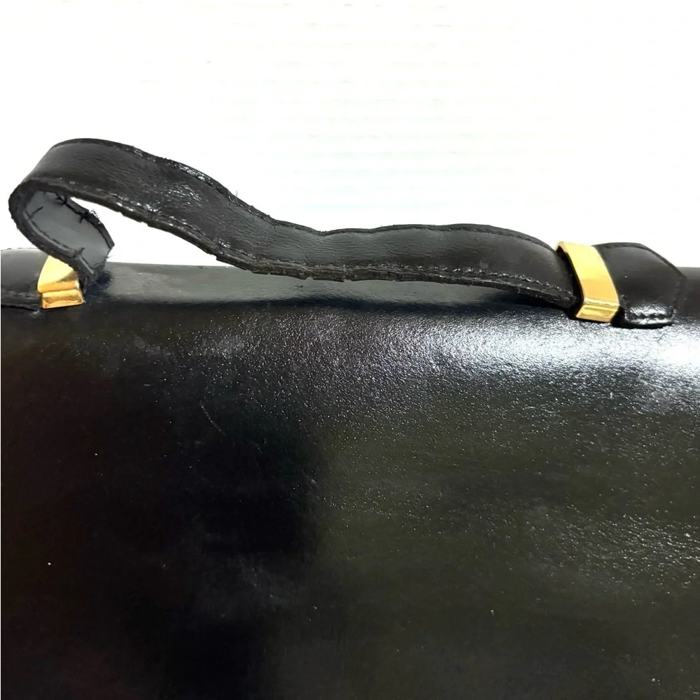 Vintage Black Leather Messenger Bag